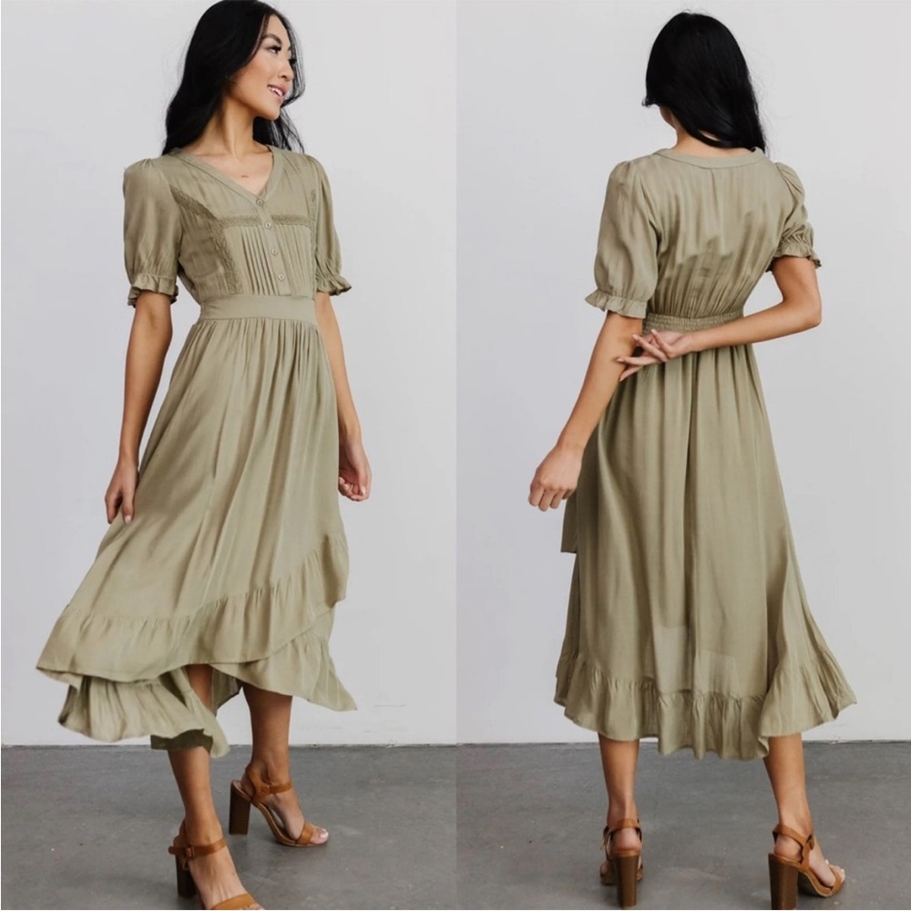 BOGO! NWT Baltic Born Hannah Midi Dress Dusty Olive Green Size Small